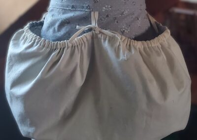 reverse blue flower gathered harvesting apron front