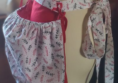 gathered white harvesting apron side