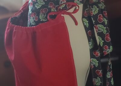 reversed cherry gathered harvesting apron