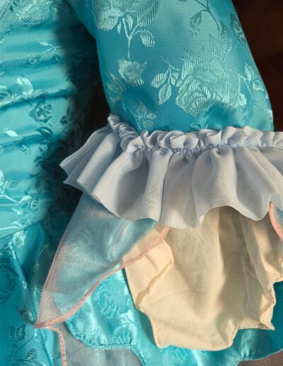 main gown sleeve top ruffles closeup