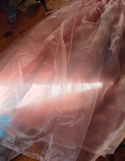 organza overskirt on floor