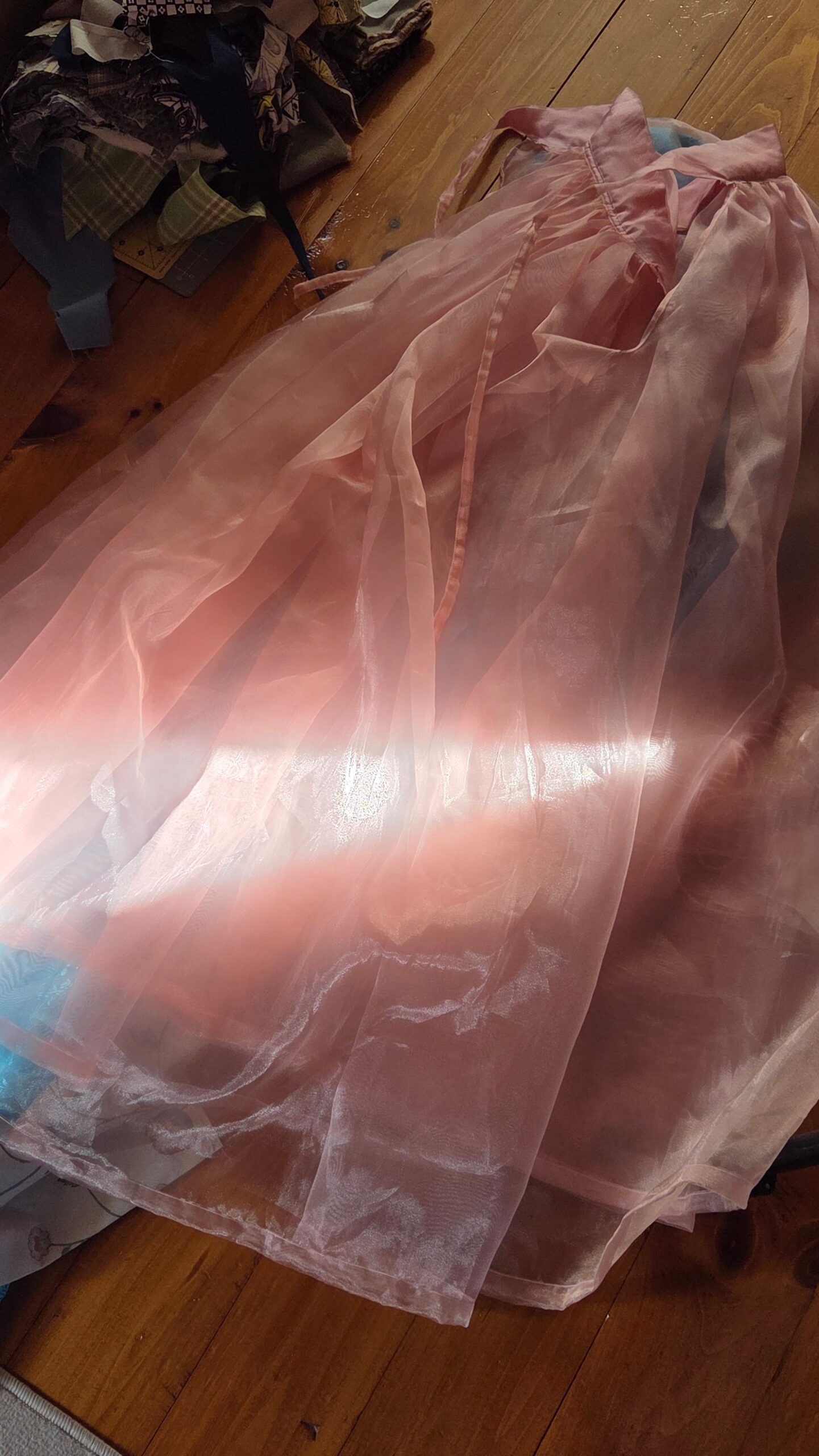 organza overskirt on floor