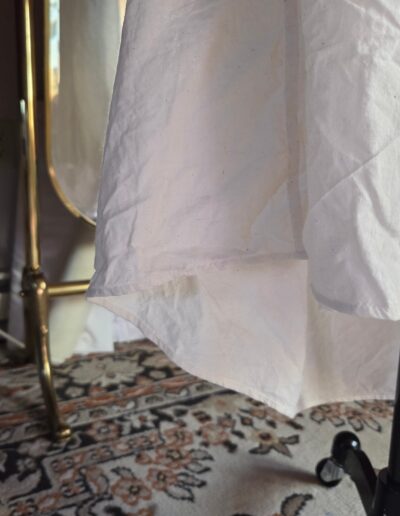 closeup of chemise bottom hem