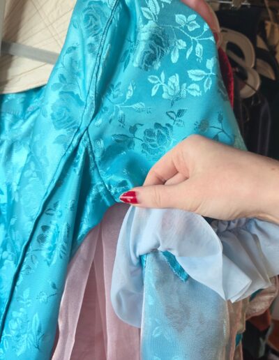 closeup of sleeve ruffle on pauper dress