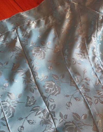 finished back of pauper dress closeup
