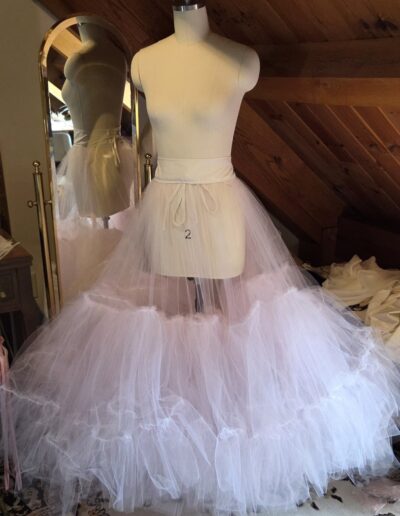 pink tulle petticoat on dress form
