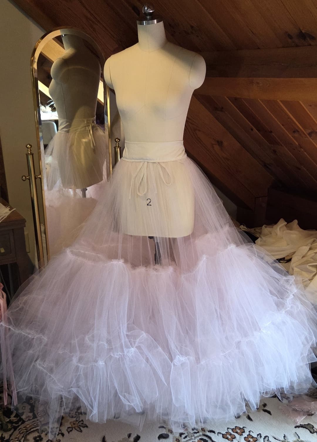 Pink-tulle-petticoat-on-dress-form pink tulle petticoat on dress form