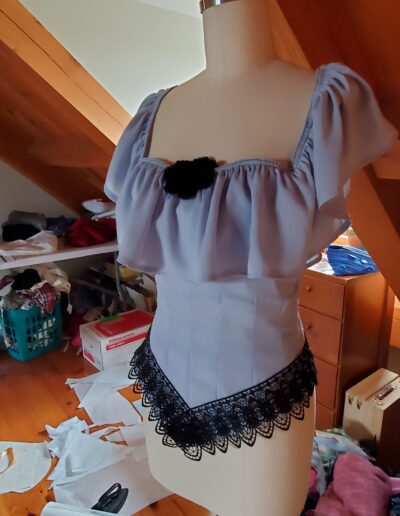 original iteration of the blue corset top