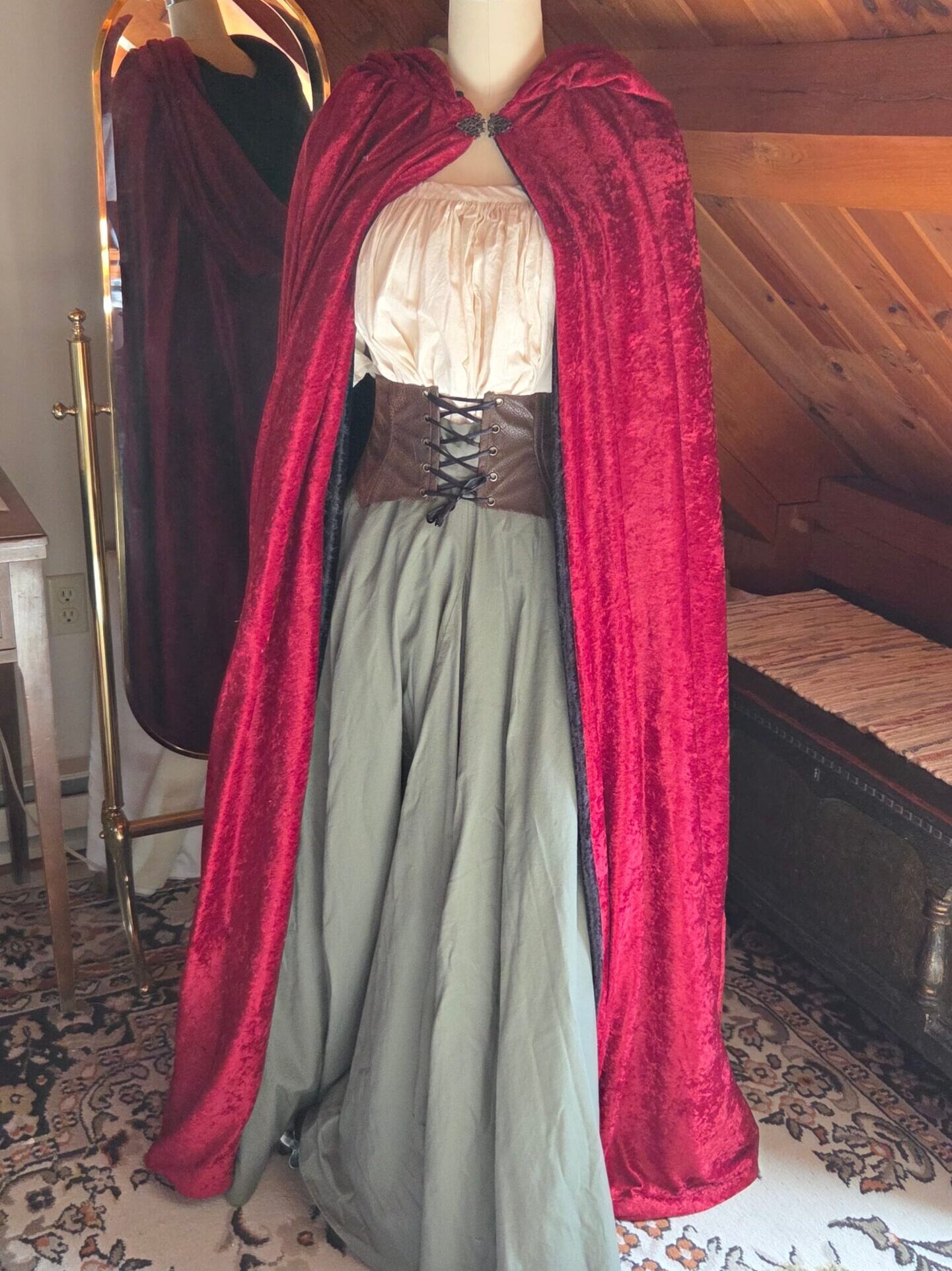 Red Velvet Medieval Cloak