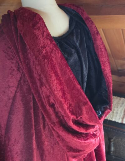 red velvet medieval cloak hood