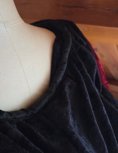 red velvet medieval cloak inside hood