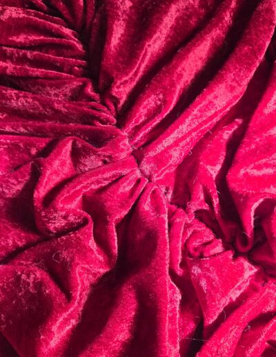 red velvet medieval cloak hood to main cloak seam