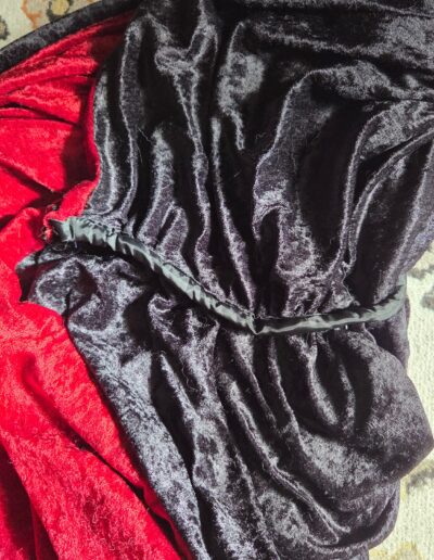 red velvet medieval cloak inside