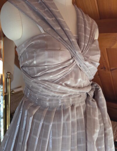 plaid organza dress top closeup