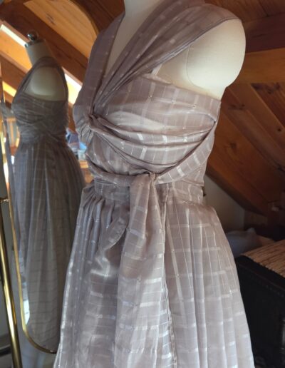 plaid organza dress side front closeup
