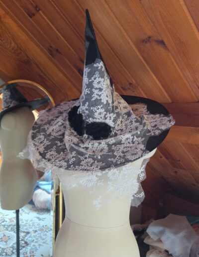 witches hat with lace