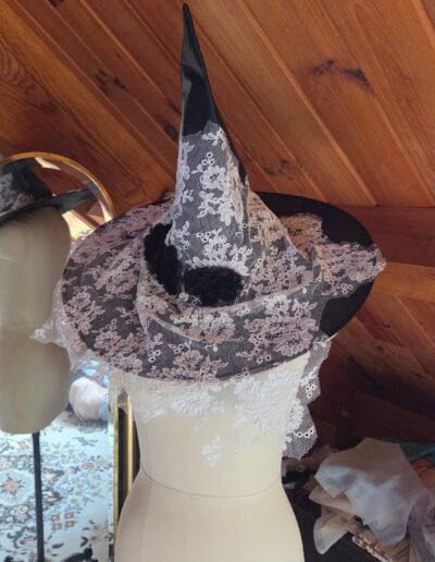 witches hat with lace