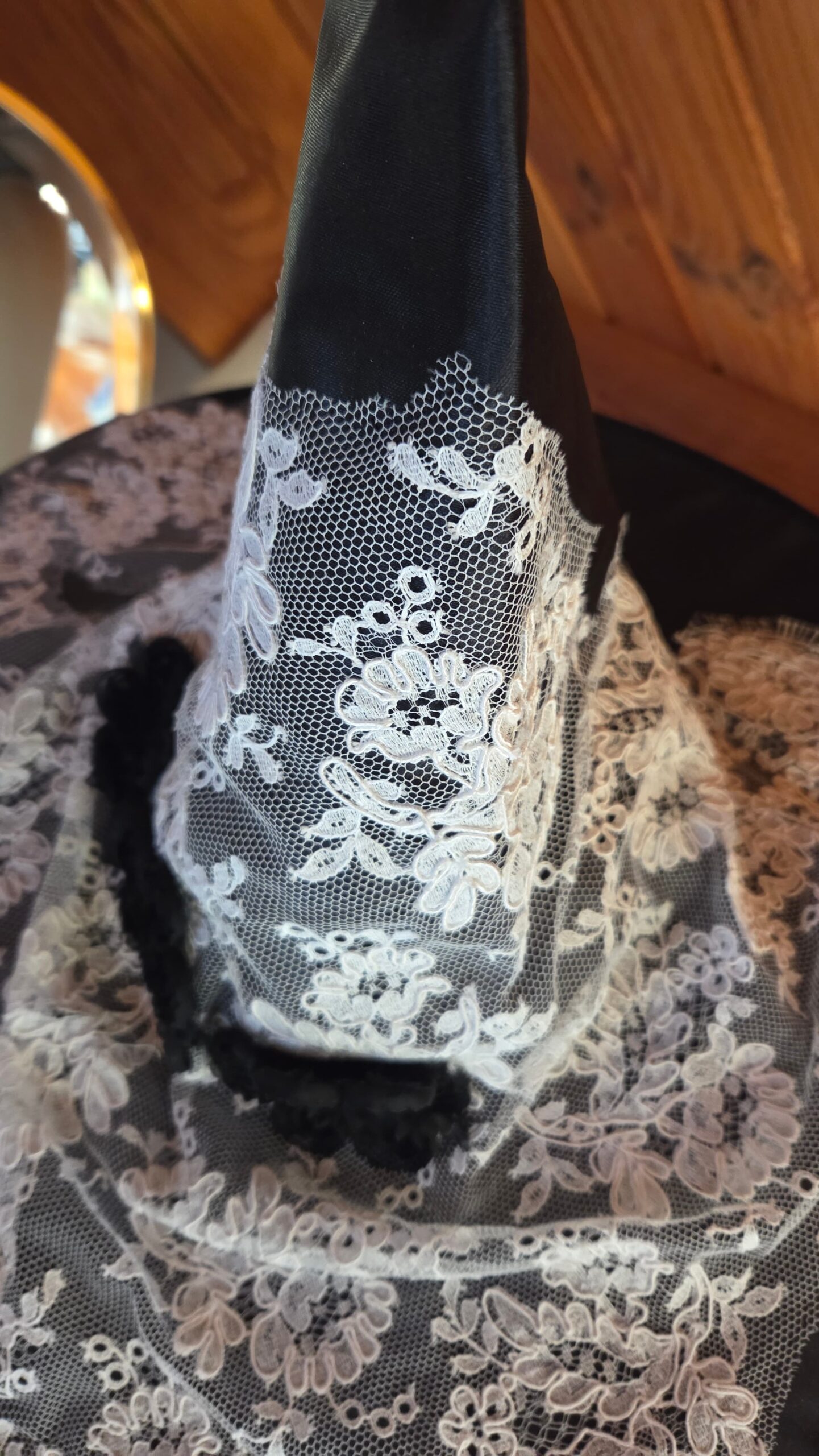 witches hat lace closeup