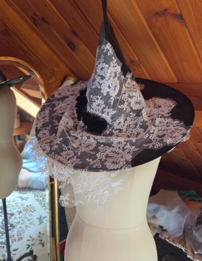 witches hat with lace