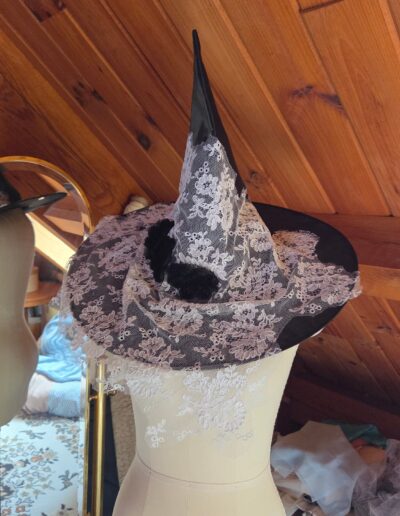 witches hat with lace