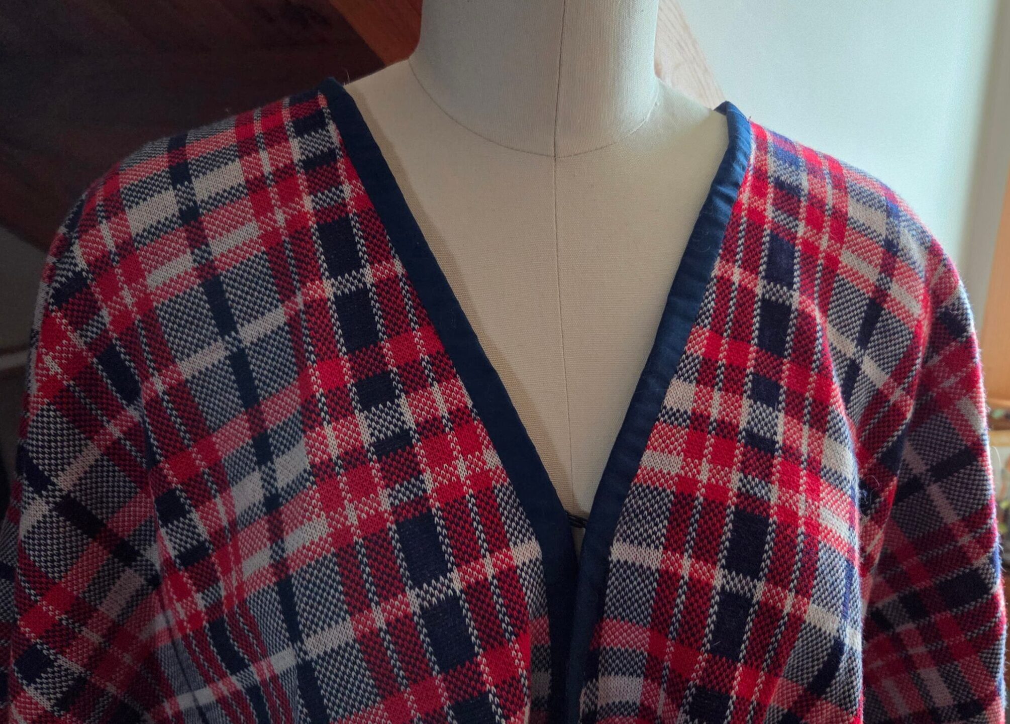 magic bed jacket front neckline closeup