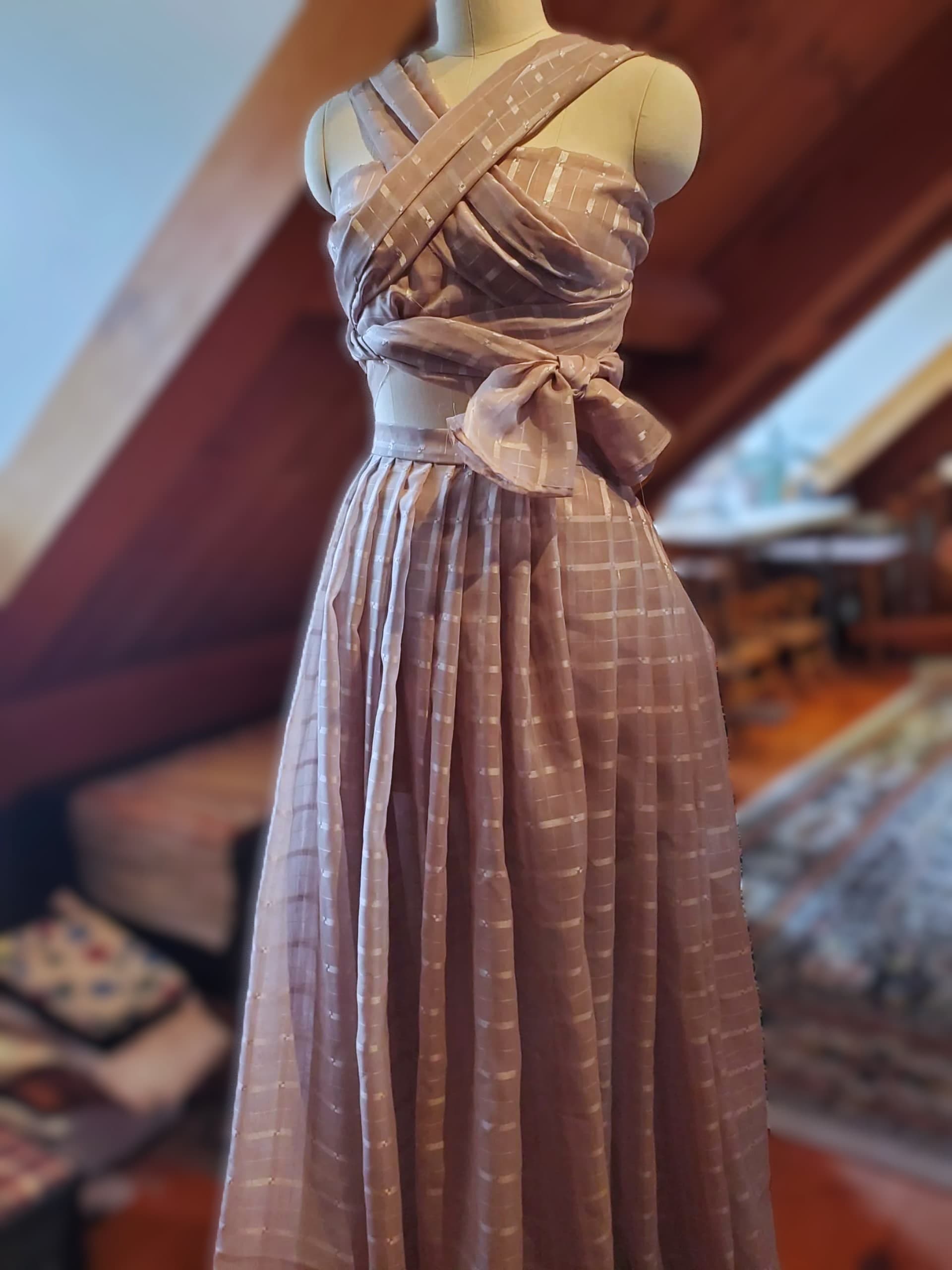 plaid organza dress front