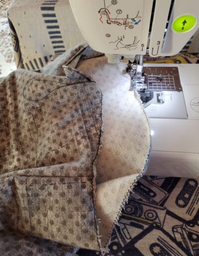 pajama shorts being assembled