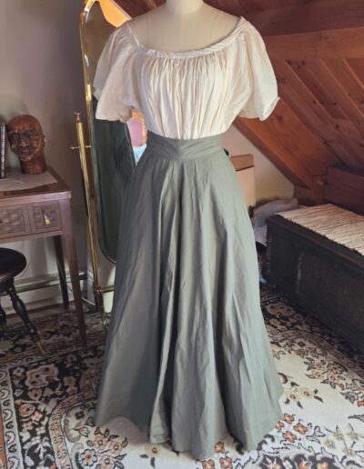 green floor length circle skirt front