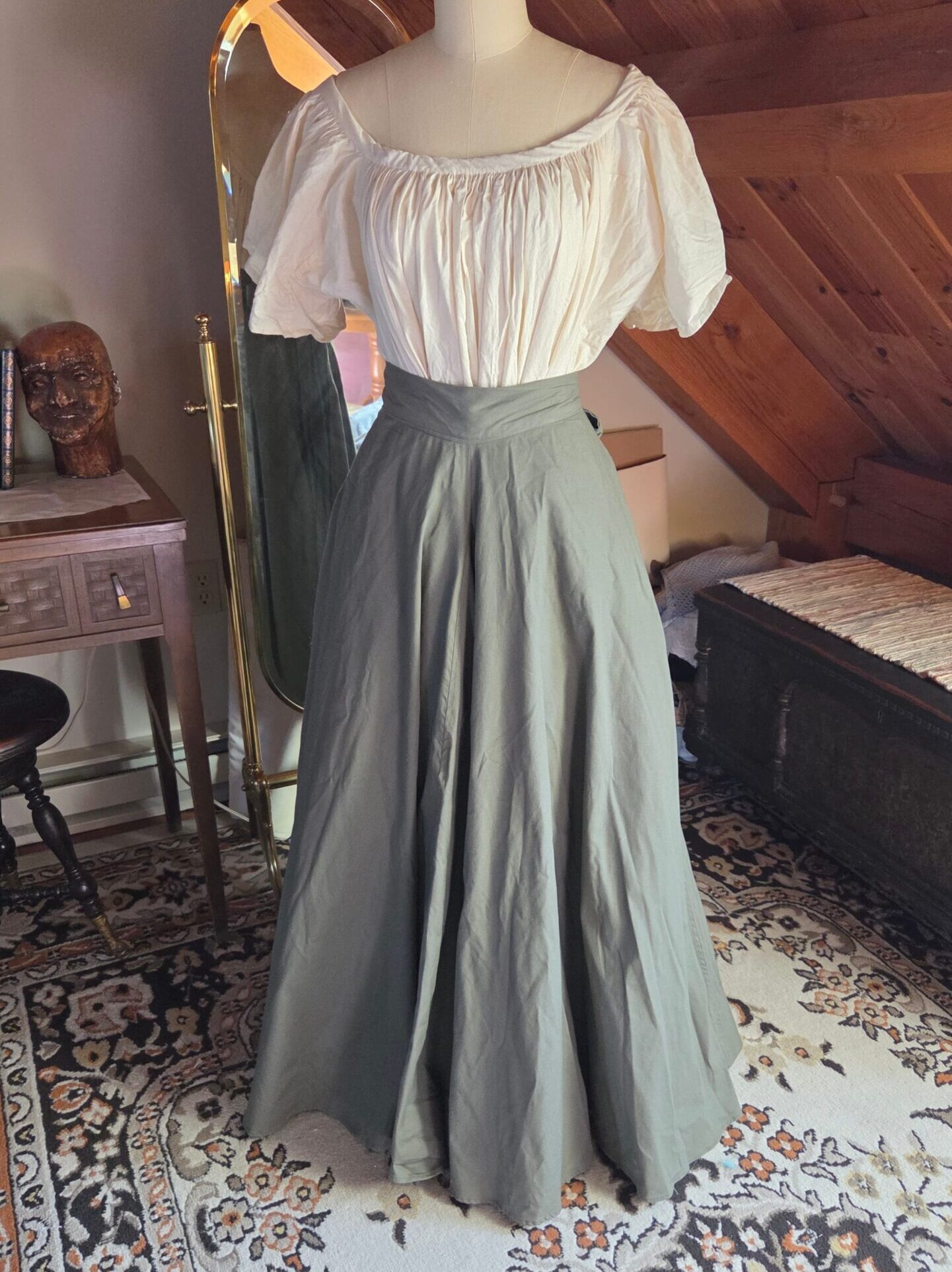 Full‑Length Circle Skirt in Green