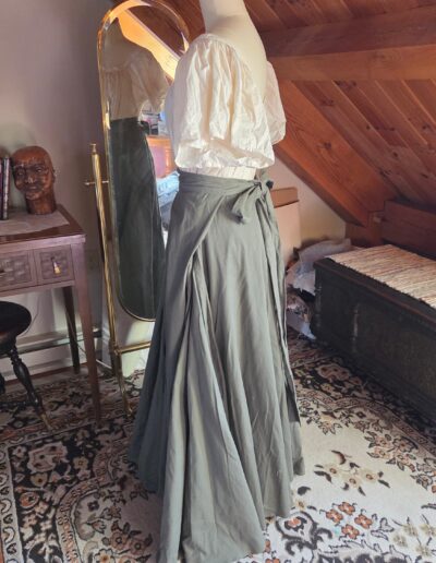 green floor length circle skirt back