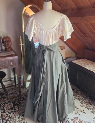 green floor length circle skirt back