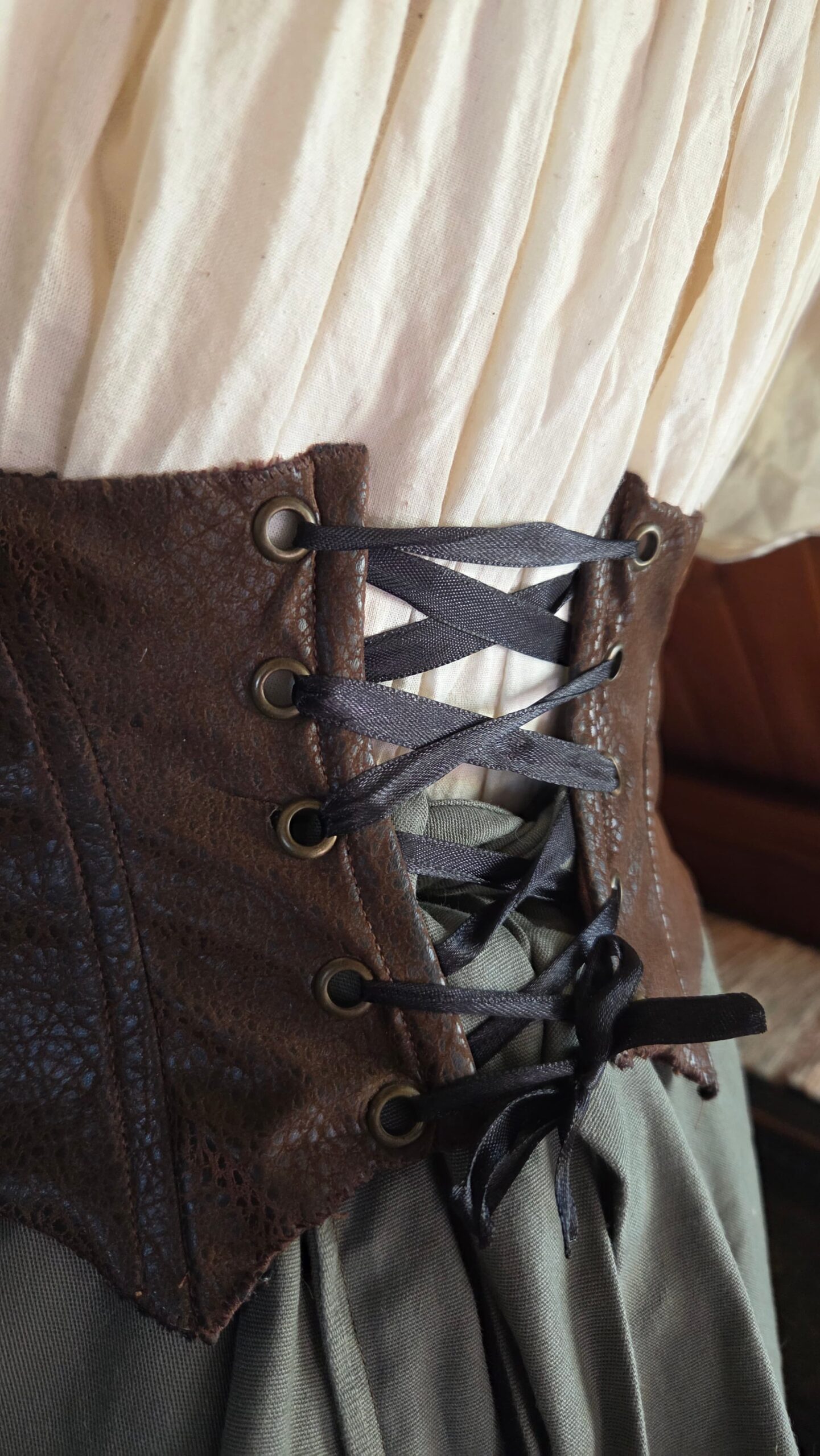 faux leather corset belt side back closeup