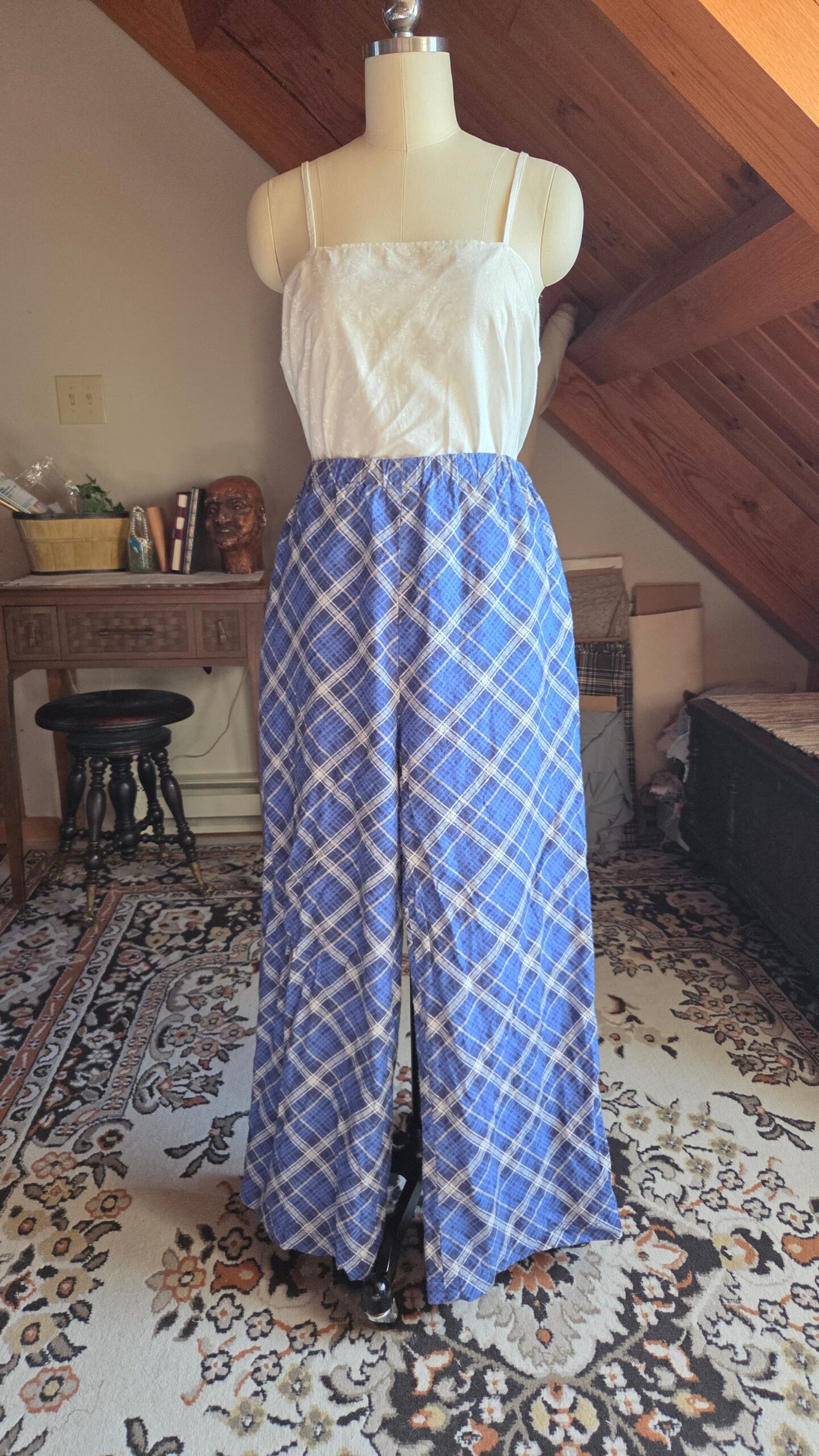 plaid pajama pants front