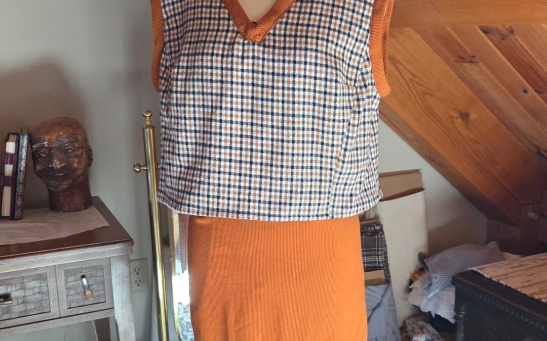 Flannel Vest and Knit Skirt Outfit